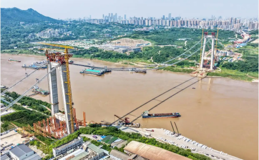 重慶黃桷沱長江大橋主纜架設(shè)完成